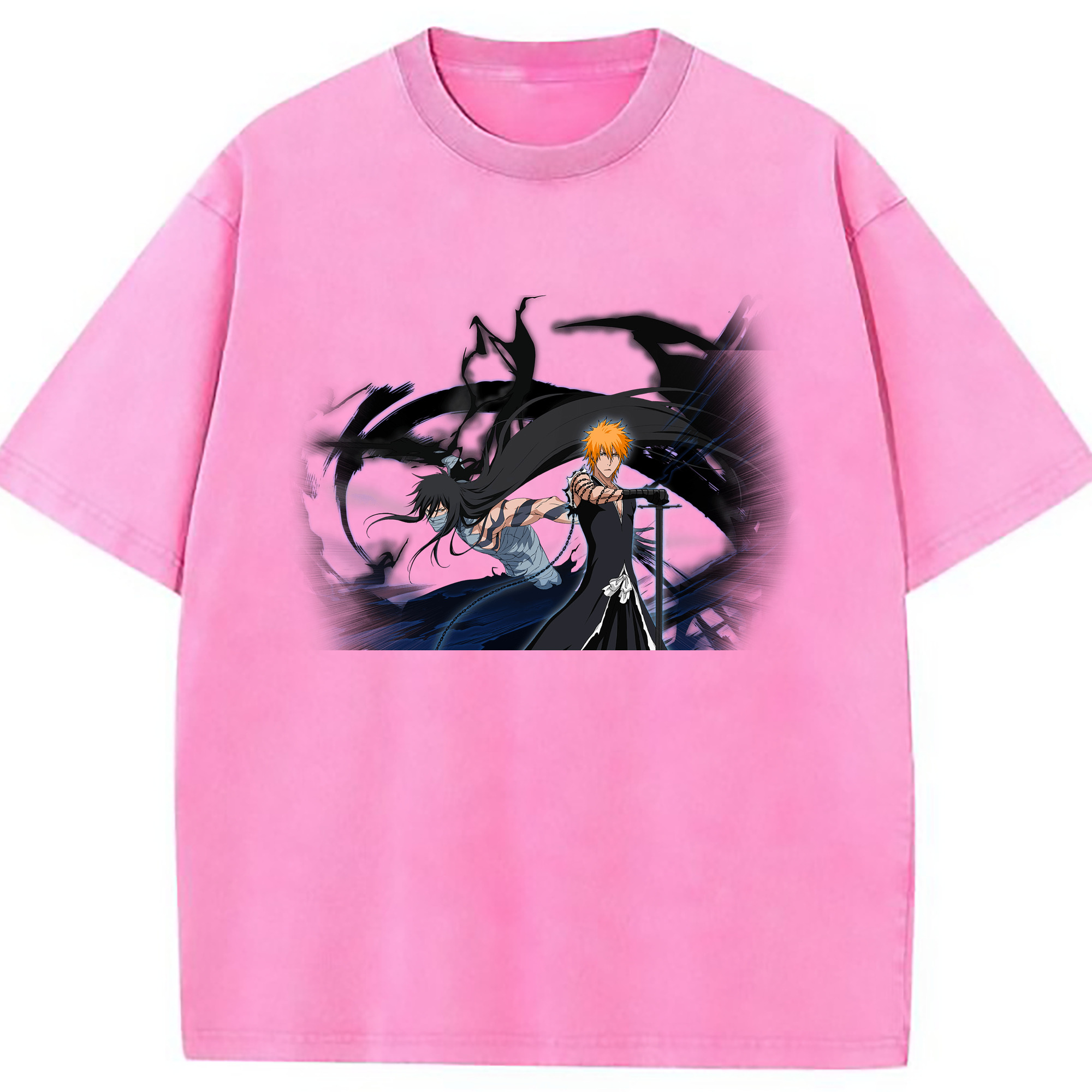 （画像用） ブリーチ 黒崎一護（くろさき いちご）BLEACH Kurosaki Ichigo 綿100% ヴィンテージ風 半袖Tシャツ（フロントプリント）